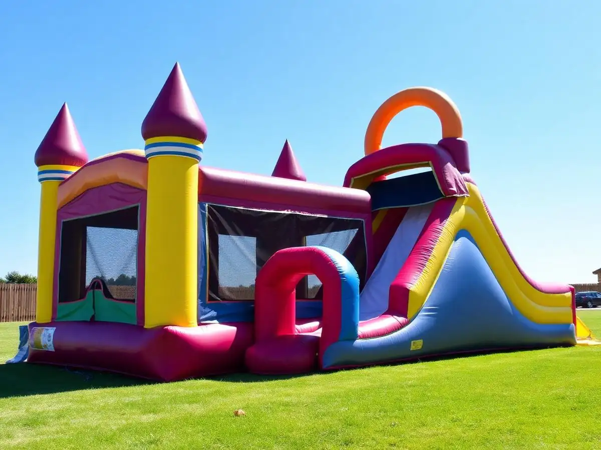 Large dry inflatable bounce and slide combo